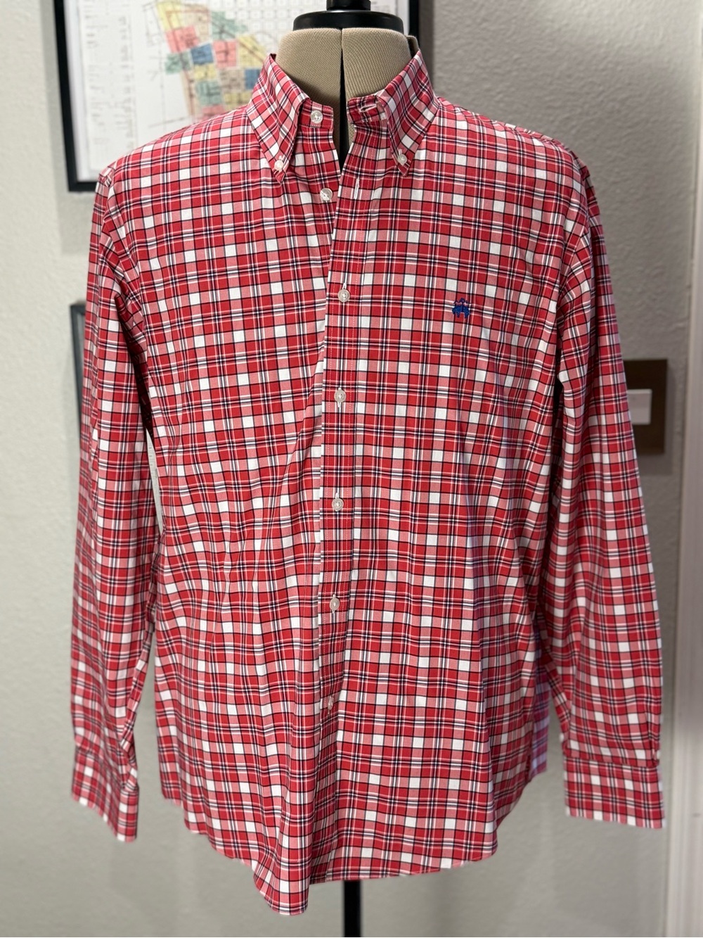 Brooks Brothers Red and White Plaid Button-Down Shirt